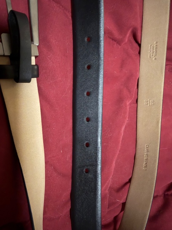 Chanel Belt 95/38 black calf leather with brushed silver buckle. main image 4